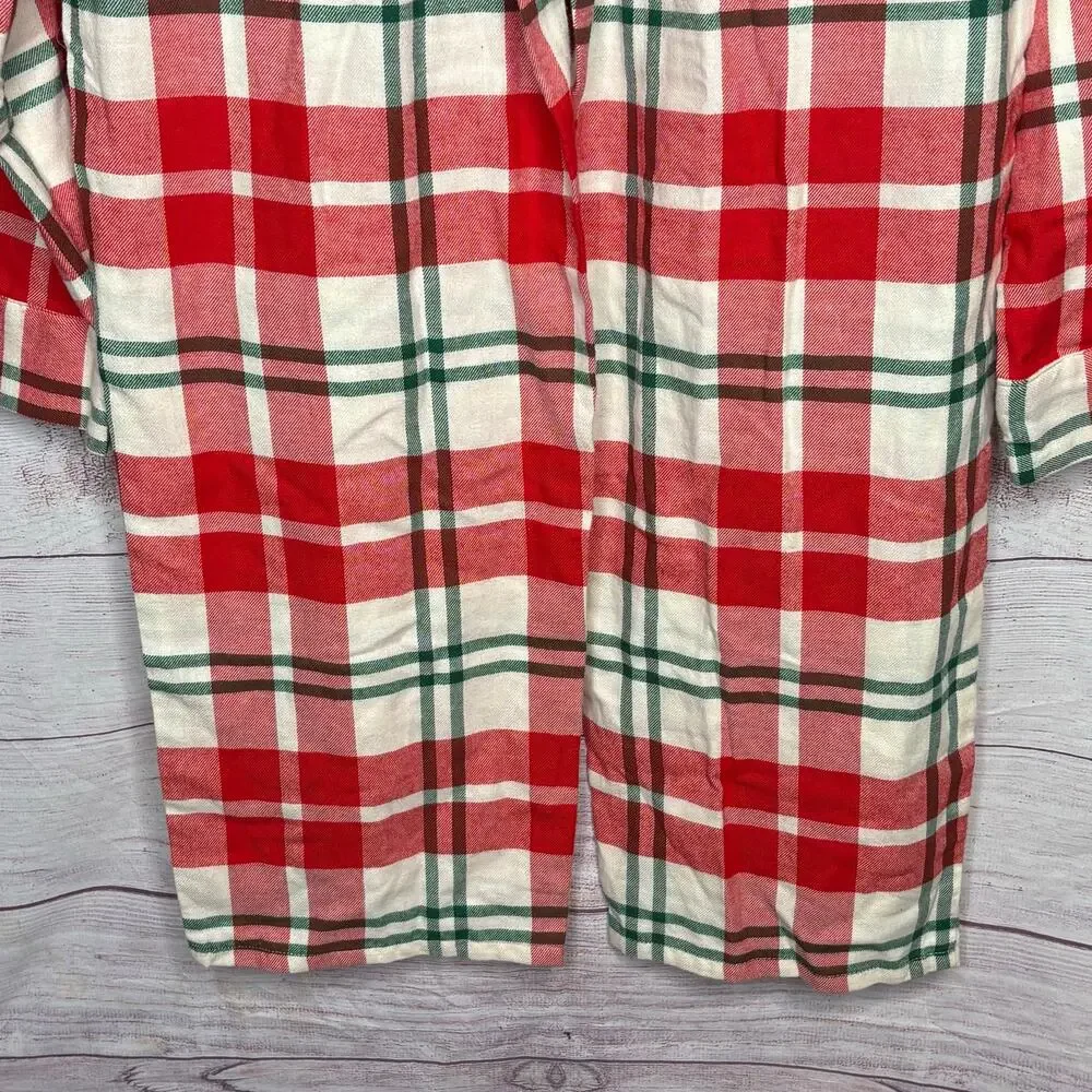 Old Navy Men's Holiday Christmas Plaid Flannel Pajama Two Piece Set Large New